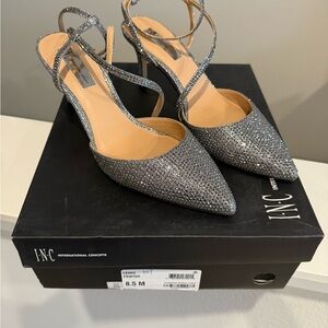 INC International Concepts Women's Sparkling Silver Heels